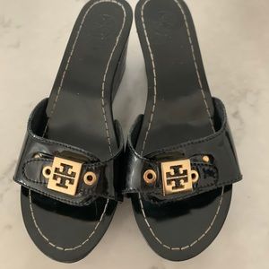 Tory Burch patent leather wedge -like new